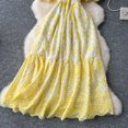 thumbnail image 3 of Vestido de verano con hombros descubiertos para mujer, Vestido con tirantes, volantes, manga de burbuja, ahuecado, bordado, hada, 3 of 5