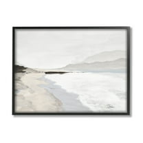 Beach Foam Coastal Shore Coastal Painting Black Framed Art Print Wall Art