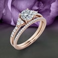 thumbnail image 3 of Vintage Look Dazzling Mid-centuryy 1.50 Carat Round Cut Diamond Moissanite Engagement Ring Set, Wedding Ring Set in 10k Solid Rose Gold, Gift For Her, Promise Ring, Bridal Set, Matching Band, 3 of 3