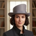 thumbnail image 6 of Jiibva Wool Top Hat Unisex Asymmetric Top Hat Victorian Magician Hat Gentlemen Hat Jazz Cap, 6 of 7