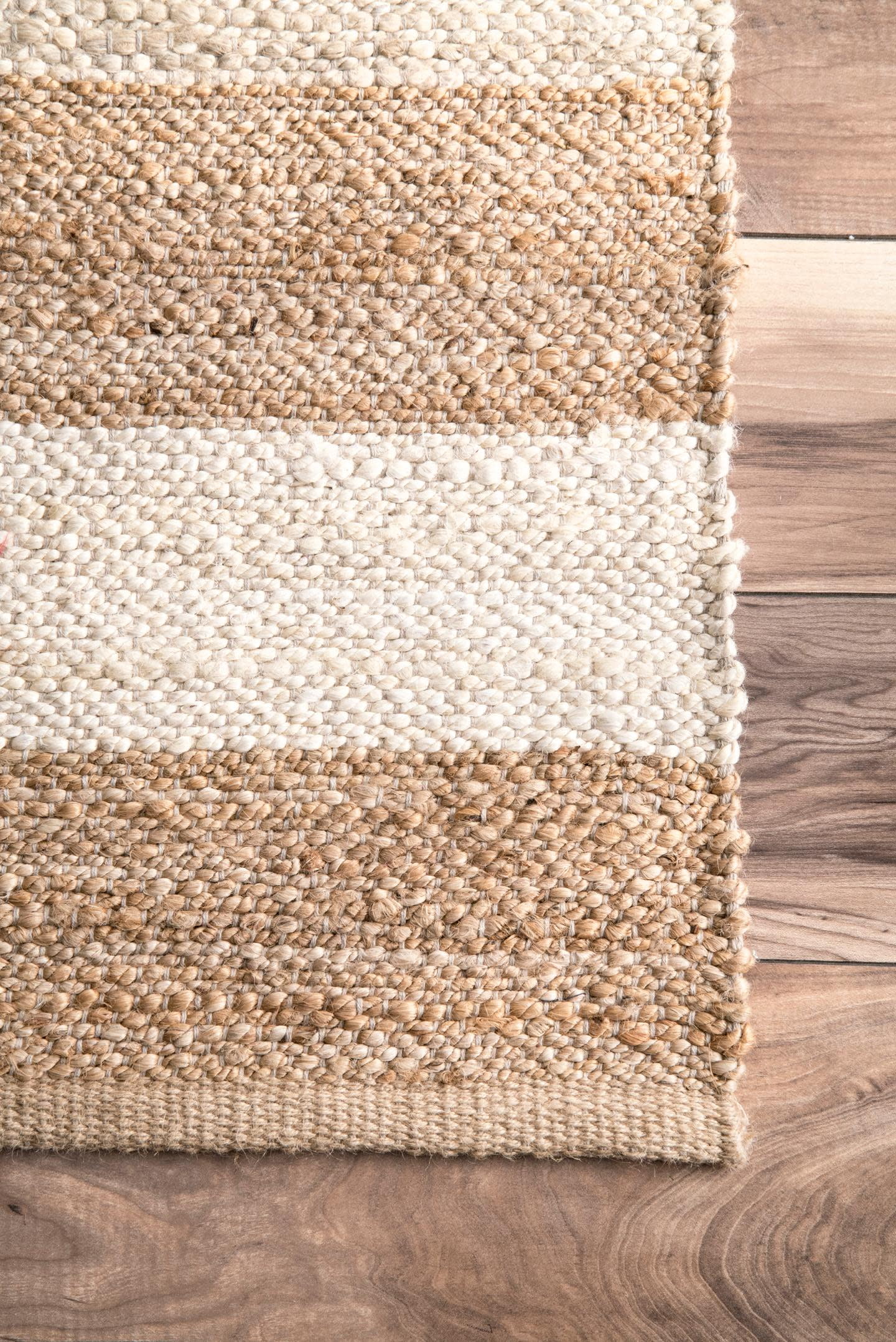nuLOOM Alisia Flatweave Stripes Jute Area Rug, 9' 6" x 13' 6", Off White