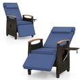 thumbnail image 1 of Gymax 2PCS Patio Rattan Lounge Chair PE Wicker Recliner Chair w/ Adjustable Backrest & Footrest Navy, 1 of 10