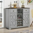 thumbnail image 3 of FESTIVO 47 in. Modern X-Door Wine Cabinet w/ Built-in Wine Rack - 47" in Width Grey Grey Finish, Matte, Wood Finish, 3 of 6