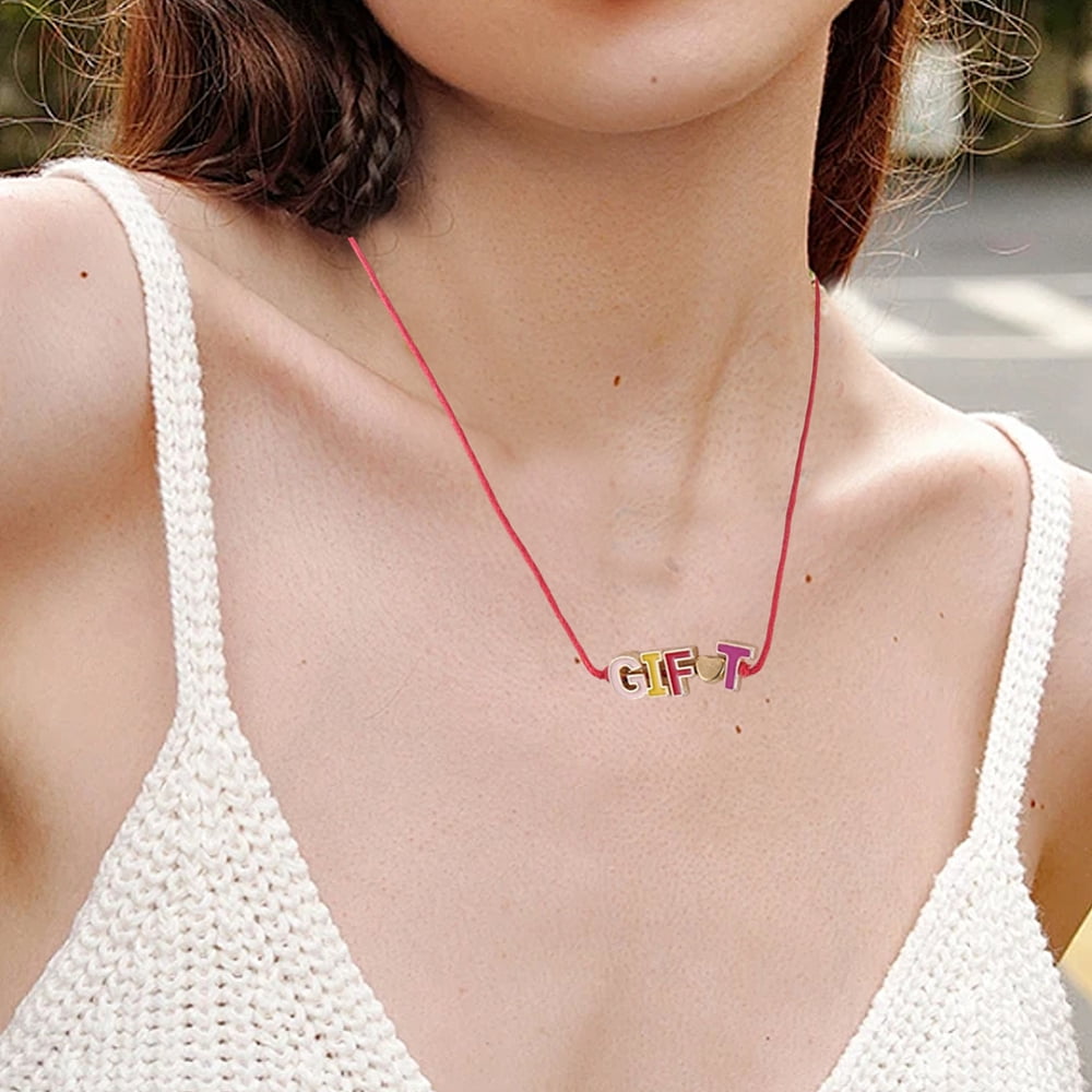 1 Set 4 Bags Alloy Enamel Alphabet Beads for Personalized Name Necklaces Making Letter A~Z Total: 26pcs/bag