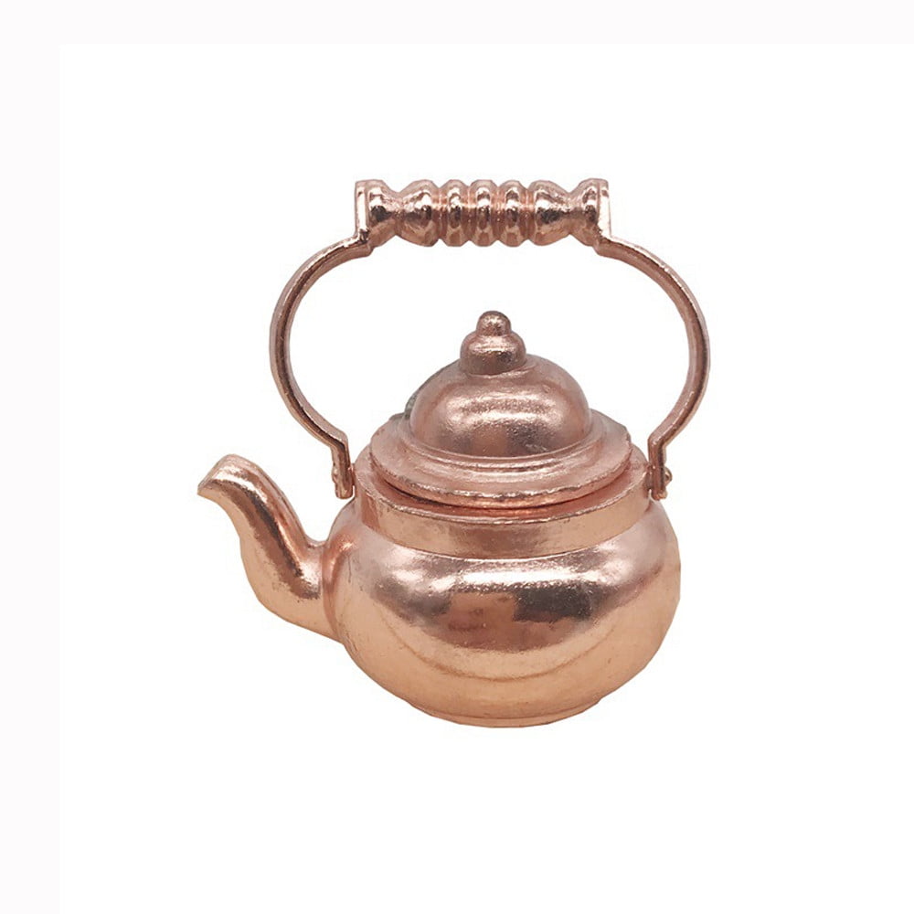 Dolls House Miniature Copper Kettle Kitchen Utensils Pot Pan Tea Coffee Plate 