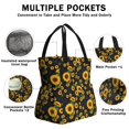 thumbnail image 3 of Sunflower Black Pattern Drawstring Insulated Lunch Bag for Women, Stain-Resistant Large Lunch Tote with Multi-Pockets for Work Office, 3 of 6