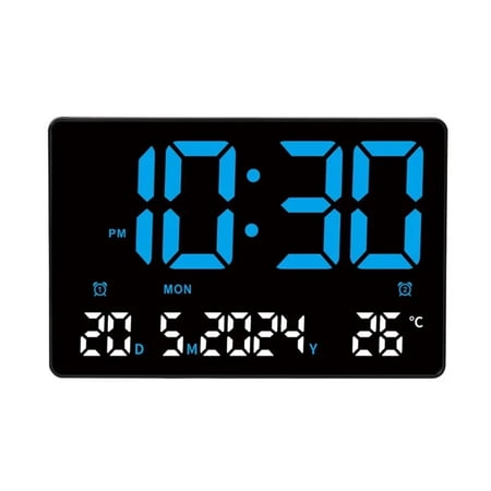 LED Digital Wall Clock 12H/24H Date Temp Week Two Sets of Alarms Desk Alarm Clock In Electronic Small Clock for Kid Bedroom