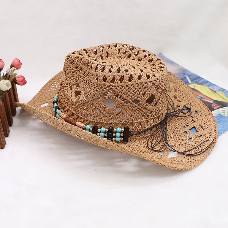 Straw Cowboy Hat for Women and Men with Decorative Bands  display picture 3