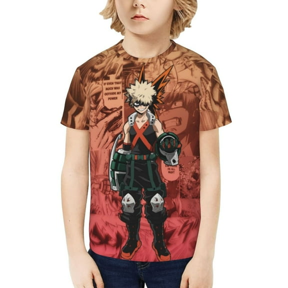 My Hero Academia Bakugo Katsuki Kids T-Shirt 3d Printed Graphic T-Shirts Boys And Girls Short Sleeve Shirts For Youth Kids X-Small