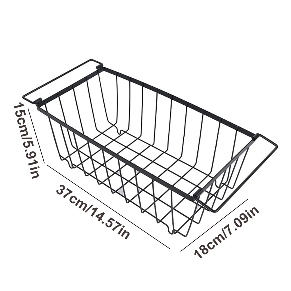 HUISZJ 4 Pack Fruit Basket, 14.57x7.09x5.91 inch Muti-Purpose Stackable Wire Baskets with Handle, Wire Storage Baskets for Pantry, Cabinet, Fridge, Kitchen (Black)