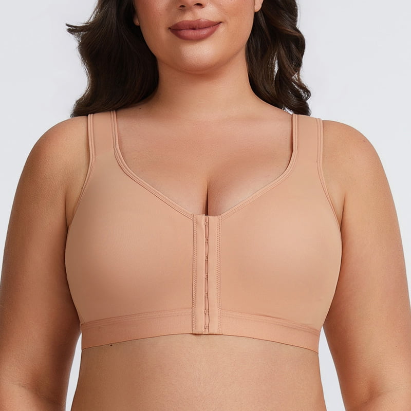 MELENECA Female Front Closure Wirefree Posture Bra for Women Cappuccino 44B