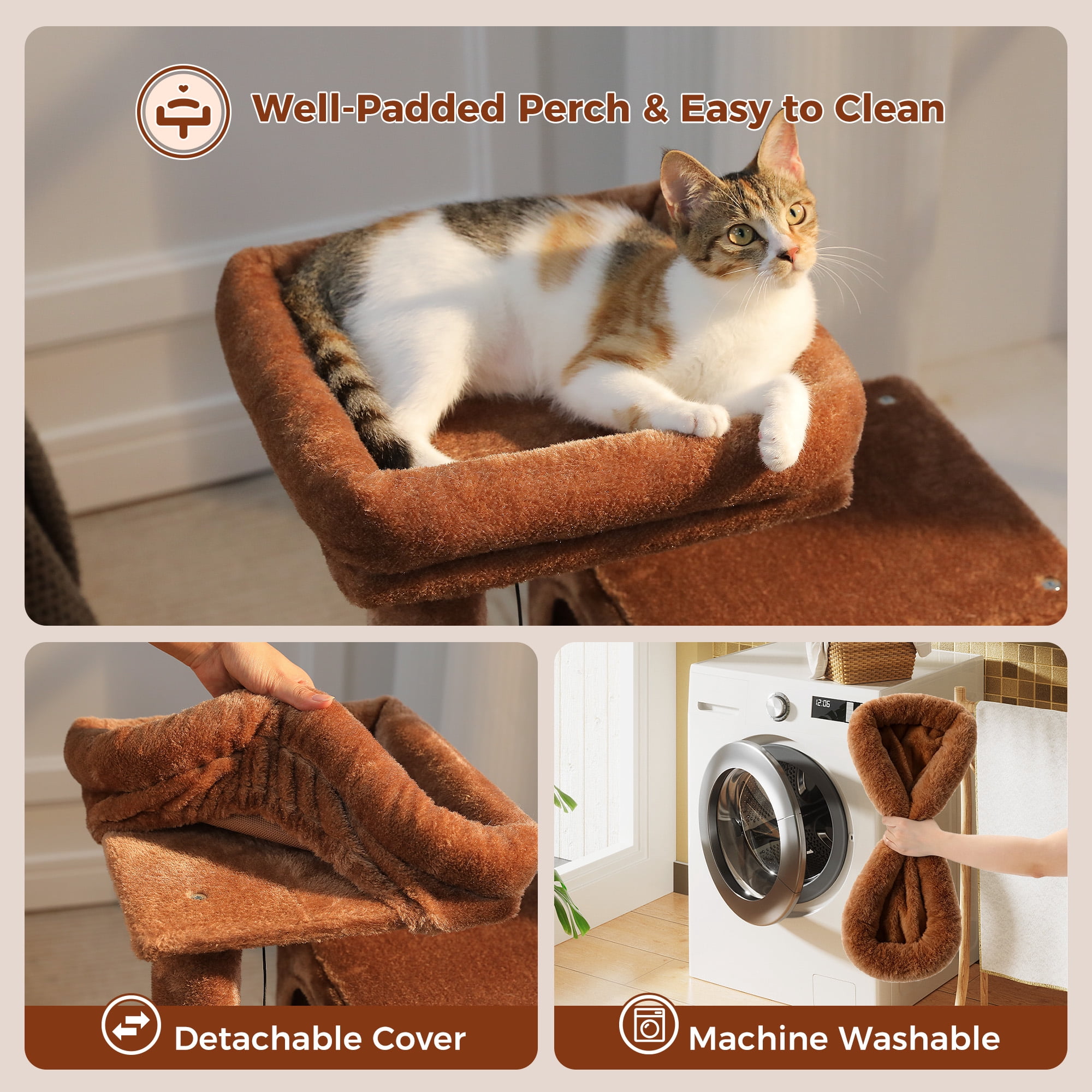PAWZ Road 30" Cat Tree Condo with Sisal Scratcing Post Tower Ramp for Indoor Cats,Brown