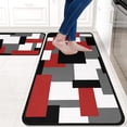 thumbnail image 2 of Red Black White Geometric Kitchen Rugs - Modern Decoration Style Non-Slip Absorbent Sink Mats, Waterproof Runner Rug for Laundry Room, Set of 2 (17x30+17x48), Adds Bold Patterns, 2 of 6