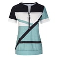 thumbnail image 3 of Birdeem Mode Femmes Été Col en V Manches Courtes Imprimé Fermeture Éclair T-Shirt Blouse Décontractée, 3 of 6