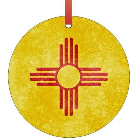 New Mexico State Flag Flat Round Shaped Christmas Holiday Hanging Tree Ornament Disc Made In The U S A Walmart Com Walmart Com