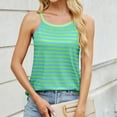 thumbnail image 4 of Camiseta sin mangas a rayas con bloques de color para mujer - Blusa informal de verano de poliéster y spandex, 4 of 8