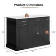 thumbnail image 3 of DreamCurship 52" Kitchen Island with Storage, Rolling Kitchen Cart Island with Wheels, Tilt Out Kitchen Trash Cabinet 10 Gallon Storage, 3 Large Spice Racks and 2 Drawers, Black and Marble, 3 of 7