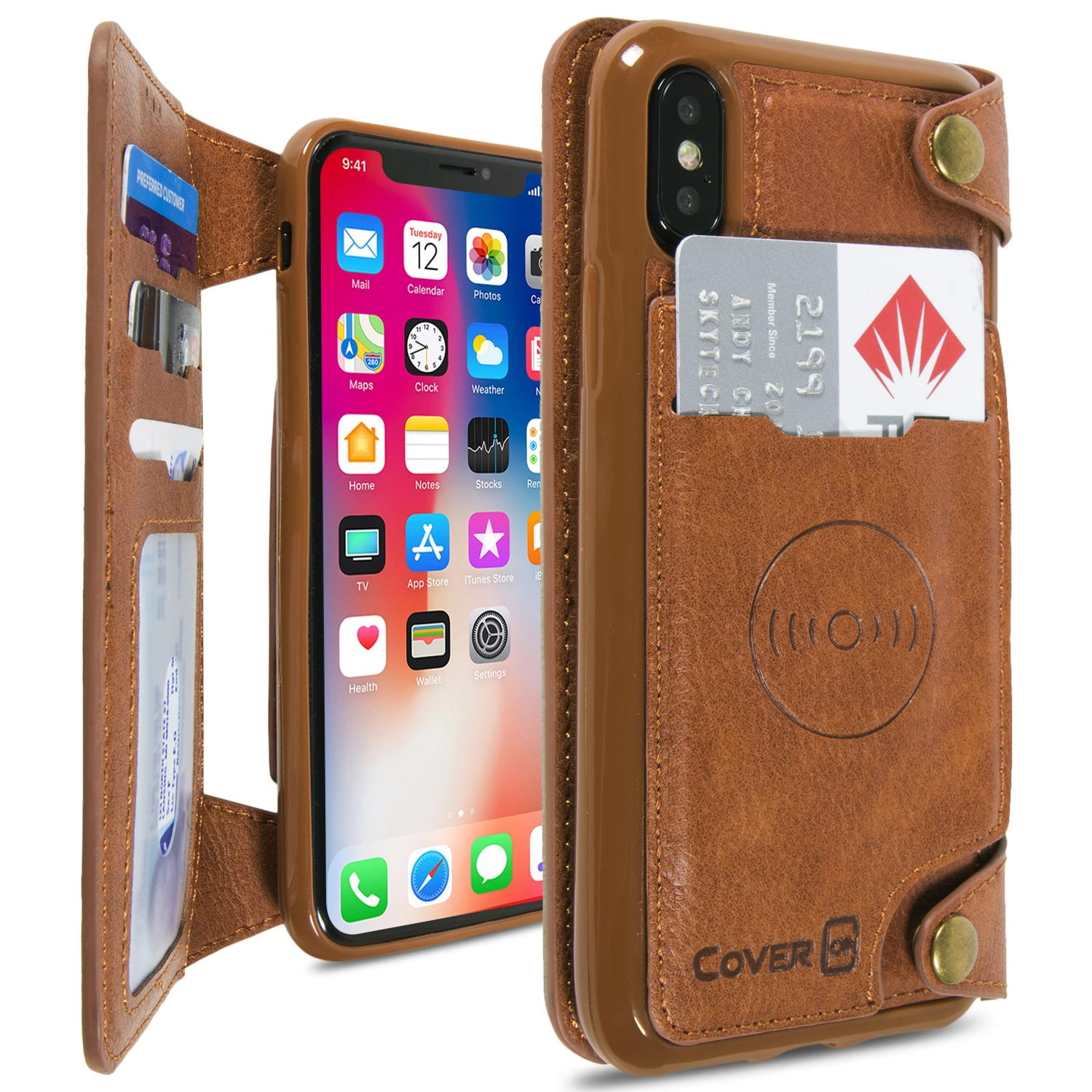 iPhone Xs Flip Case Cover for Leather Card Holders Extra-Protective Business Kickstand Cell Phone case Flip Cover