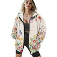 thumbnail image 4 of COEQINE Women's Long Sleeve Hoodie Oversized Lightweight Sweatshirts Colorful Tulips Pattern Full Zip Up Outfits Jacket Fashion Fall Casual Wear Fall Winter Clothes with Pockets, XS, 4 of 7
