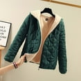 thumbnail image 4 of Jinhomg Fleece Lined Coat for Women Fall Winter Thermal Long Sleeve Full-Zip Puffer Jacket Plus Size Casual Solid Color Outerwear with Pockets Lighten Deals of The Day Green XL, 4 of 5