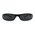 thumbnail image 4 of Retro Slit Thin Narrow Rectangle Curved Wrap Sport Plastic Sunglasses All Black, 4 of 7