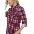 thumbnail image 3 of White Mark Chemise Classique à Carreaux Manches 3/4 pour Femmes, 3 of 5