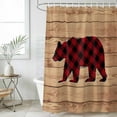 thumbnail image 4 of Red Black Plaid Bear Bathroom Shower Curtains with 12 Hooks Polyester Waterproof Shower Curtain for Stalls and Bathtubs Farmhouse Cabin Brown Wood Grain Decorative Bathroom Curtain 48x72 Inches, 4 of 9