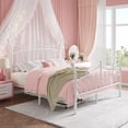 thumbnail image 3 of Amolife Queen Bed Frame, Metal Platform Bed with Crown-Shaped Headboard and Footboard, 12.6'' Under-Bed Storage Space, No Box Spring Needed, White, 3 of 12