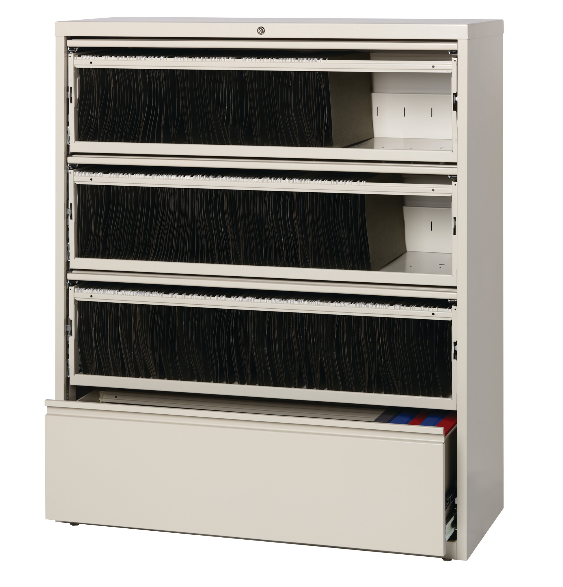 Hirsh 42in Wide HL10000 Series 4 Drawer Lateral File with Roll
