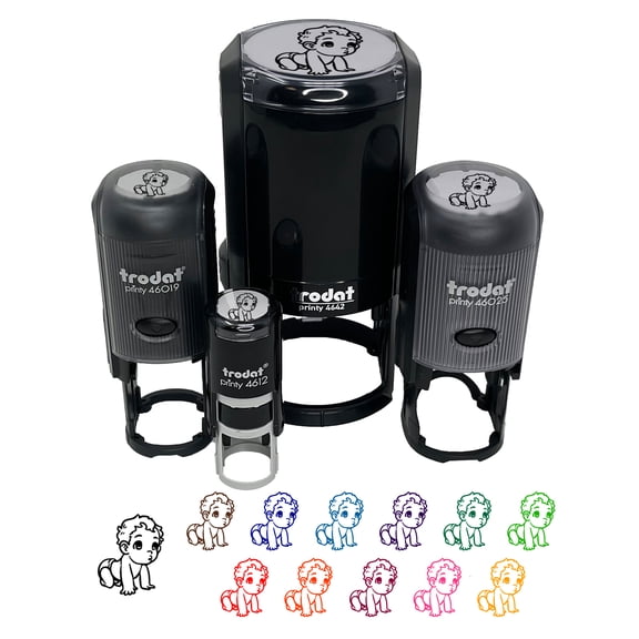 Cute Crawling Baby Self-Inking Rubber Stamp Ink Stamper - Black Ink - Mini 1/2 Inch