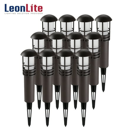 Aluminum 12 Volt Outdoor Step - LEONLITE 12 Pack 3W LED Landscape Light, 12V Low Voltage, Waterproof, Aluminum Housing with Ground Stake, Outdoor Pathway Garden Yard Patio Lamp, 3000K Warm White