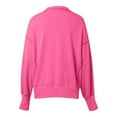 thumbnail image 6 of UJNDER Women's Solid Color Button Detail Sweatshirt Sleeve V Neck Lapel Loose Fit Hot Pink XL, 6 of 8