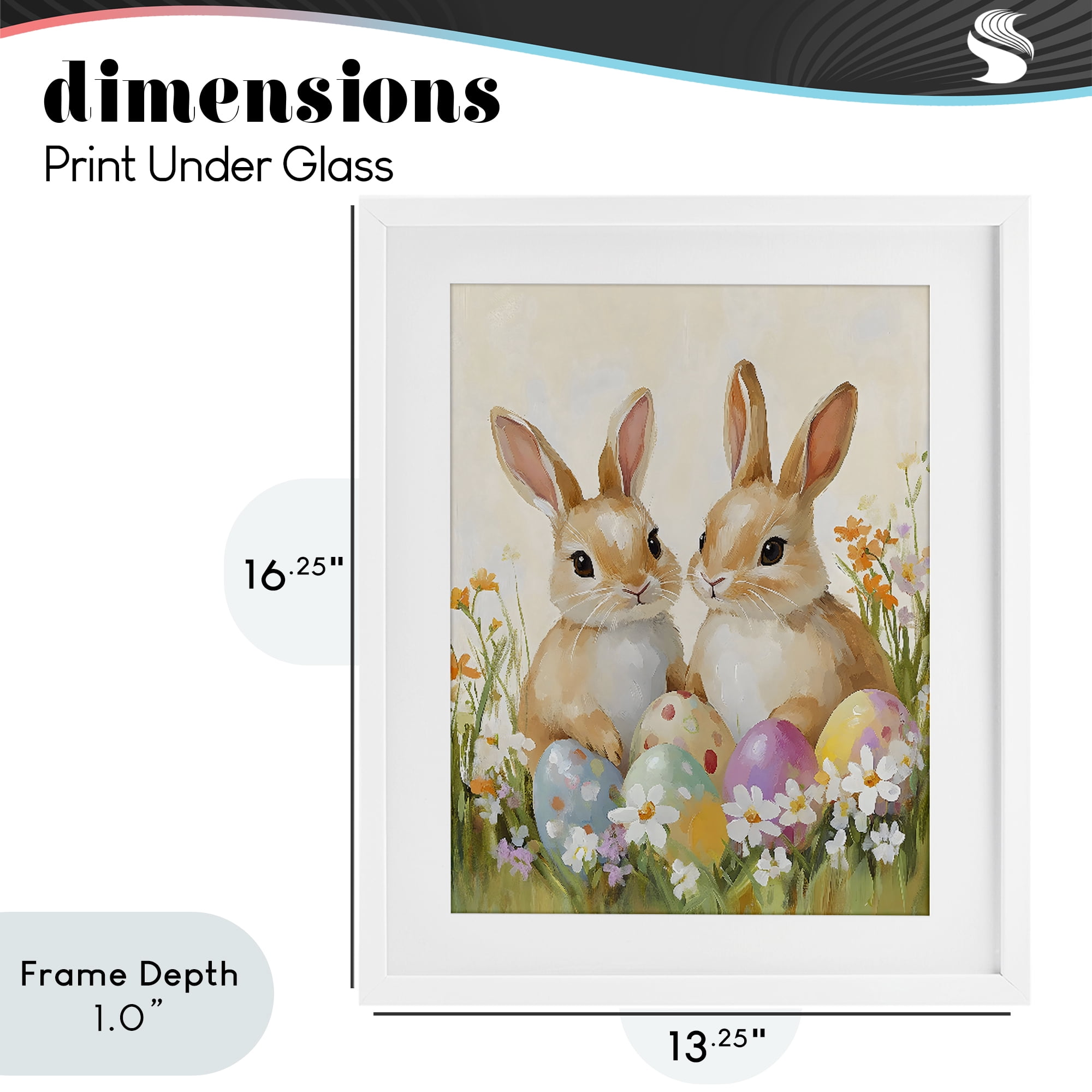 Stupell Industries Bunnies with Painted Easter Eggs White Framed Print Under Glass, design by The Prints Vibe