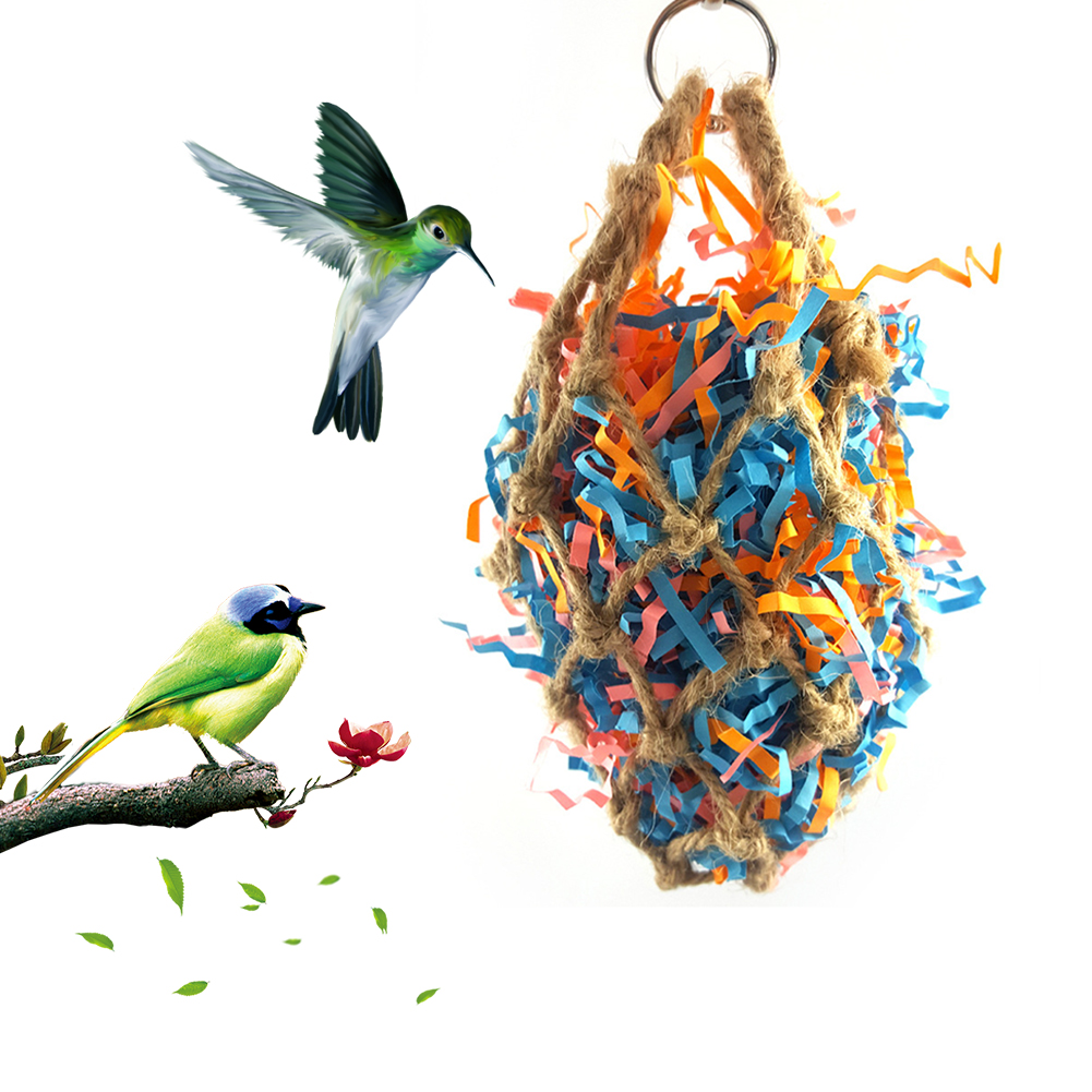 Bird Chew Toy Shredded Paper Mesh Bag Parrot Cage Toy