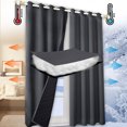 thumbnail image 2 of Cortinas cálidas de algodón con aislamiento térmico para invierno, 100% opacas, a prueba de sonido, con respaldo negro, a prueba de viento y frío, 2 of 4