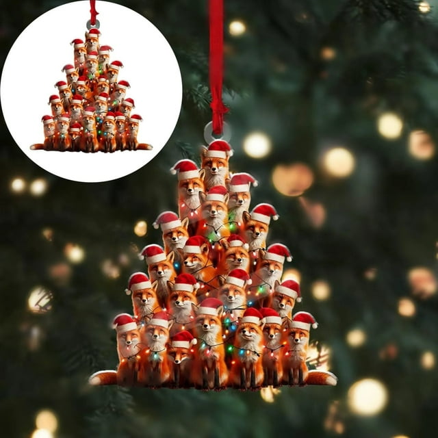 Cqxid Hangs Under $5 Cute Animal Christmas Tree Shaped 2D Flat Car Rearview Accessories Christmas Tree Decoration Hanging Charm Indoor Rearview Pendant Decoration Gift