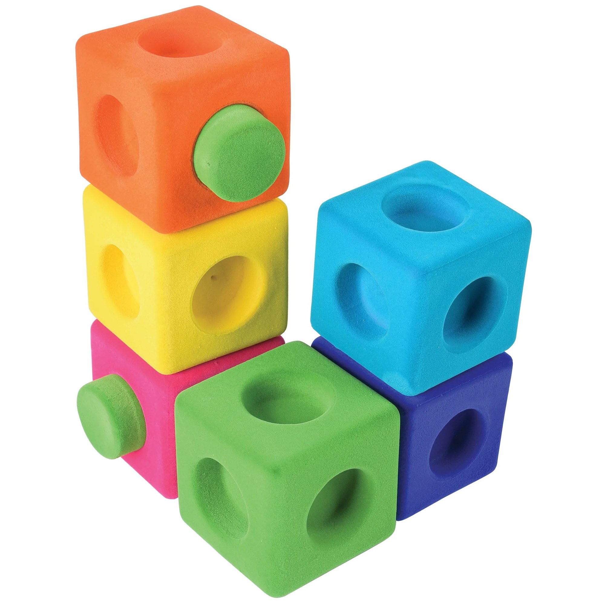 Rubbabu Rubbablox Natural Rubber Foam Blocks for Building Set- Safe Soft Squishy Children's Toy with Fuzzy Tactile Surface 13 Pieces - 12 months & up