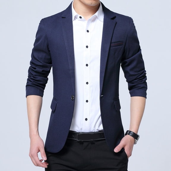Vedolay Mens Suit Jackets Men's Casual Open Front Long Sleeve Work Business Lapel Blazers Jacket,Navy XXL