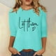 thumbnail image 1 of MKLEKYY Playeras Algodon Mujer Camiseta Estampada Para Mujer, Manga 3/4, Estilo Túnica, Cuello Redondo, Blusa, Camiseta 353 Talla M, 1 of 3