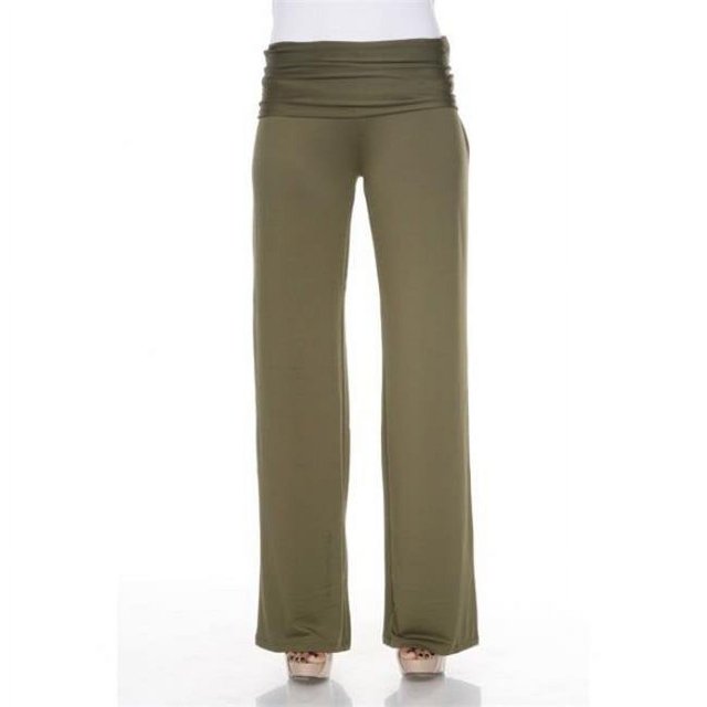 White Mark Pantalon Palazzo, Olive - Très Grand