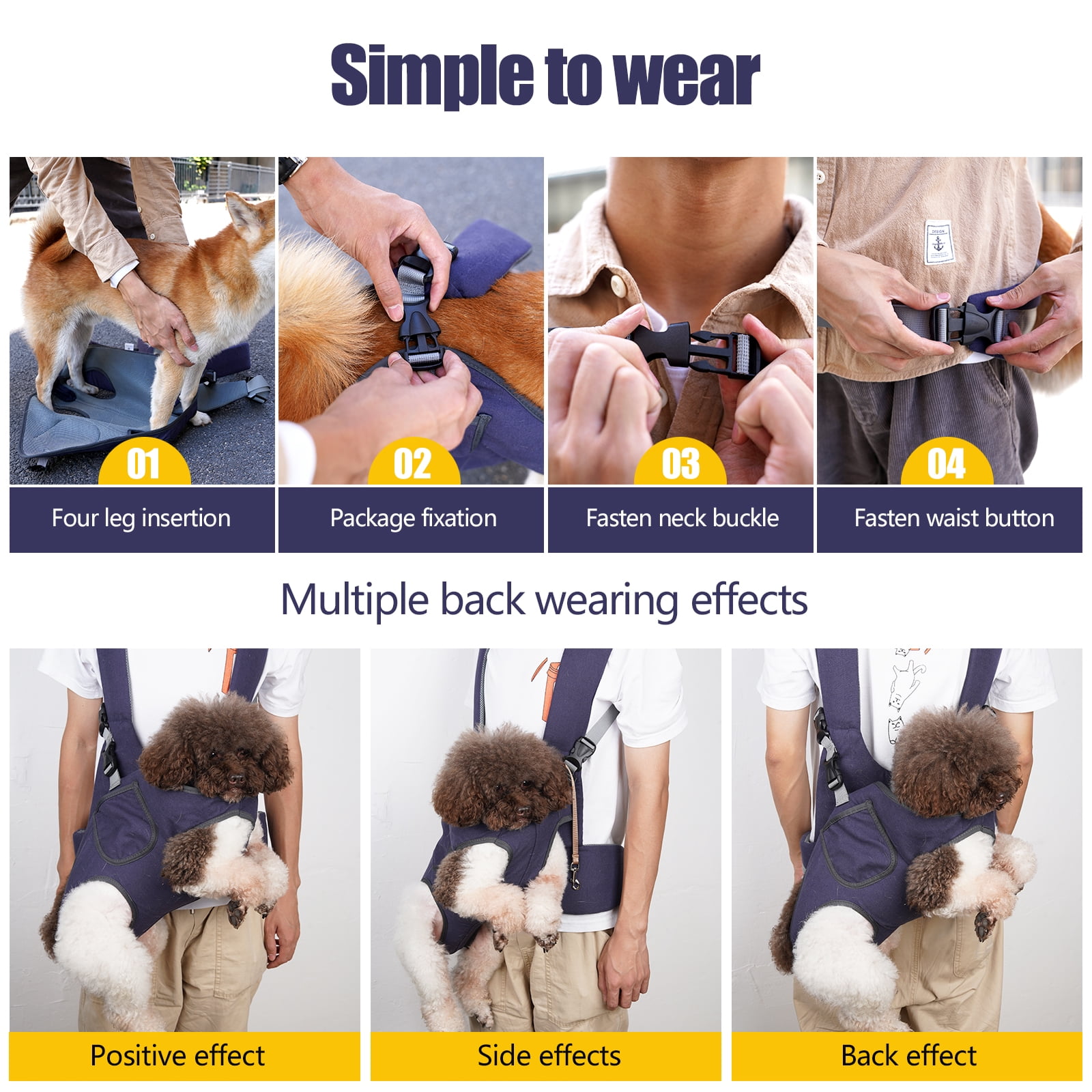 Dog Backpack Carrier - Spine-Friendly for Midium to Large Dogs Horizontal Design Dog Carrier with Adjustable Back Straps,Legs-Out Comfort for Travel/Hiking/Cycling Blue