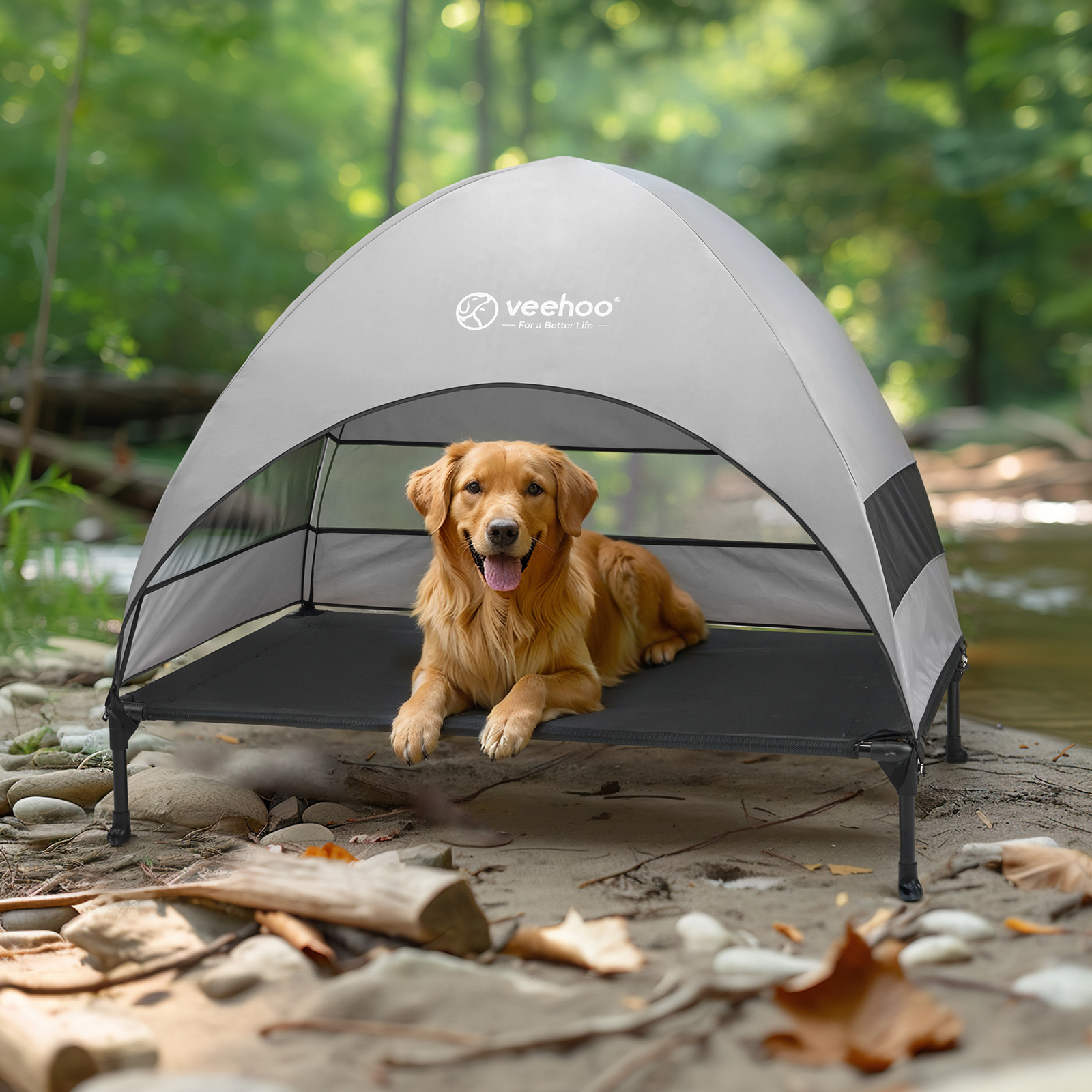 Veehoo Outdoor Dog Bed with Removable Canopy, Large photo 7