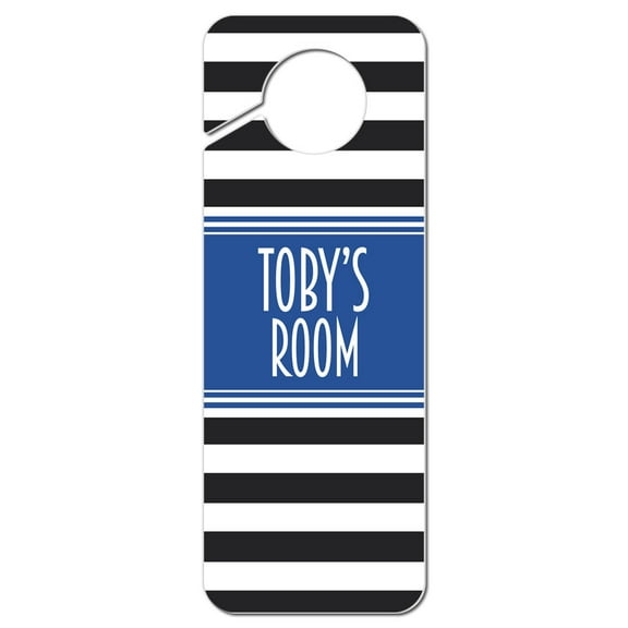 Toby Male Name Do Not Disturb Plastic Door Knob Hanger Warning Room Sign - Blue