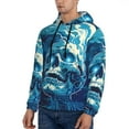 thumbnail image 2 of KLL Abstract Blue Skull Print Mens Hoodie Long Sleeve Casual Pullover Hooded Sweatshirt Fashion Drawstring Hoodies with Pocket-Medium, 2 of 6