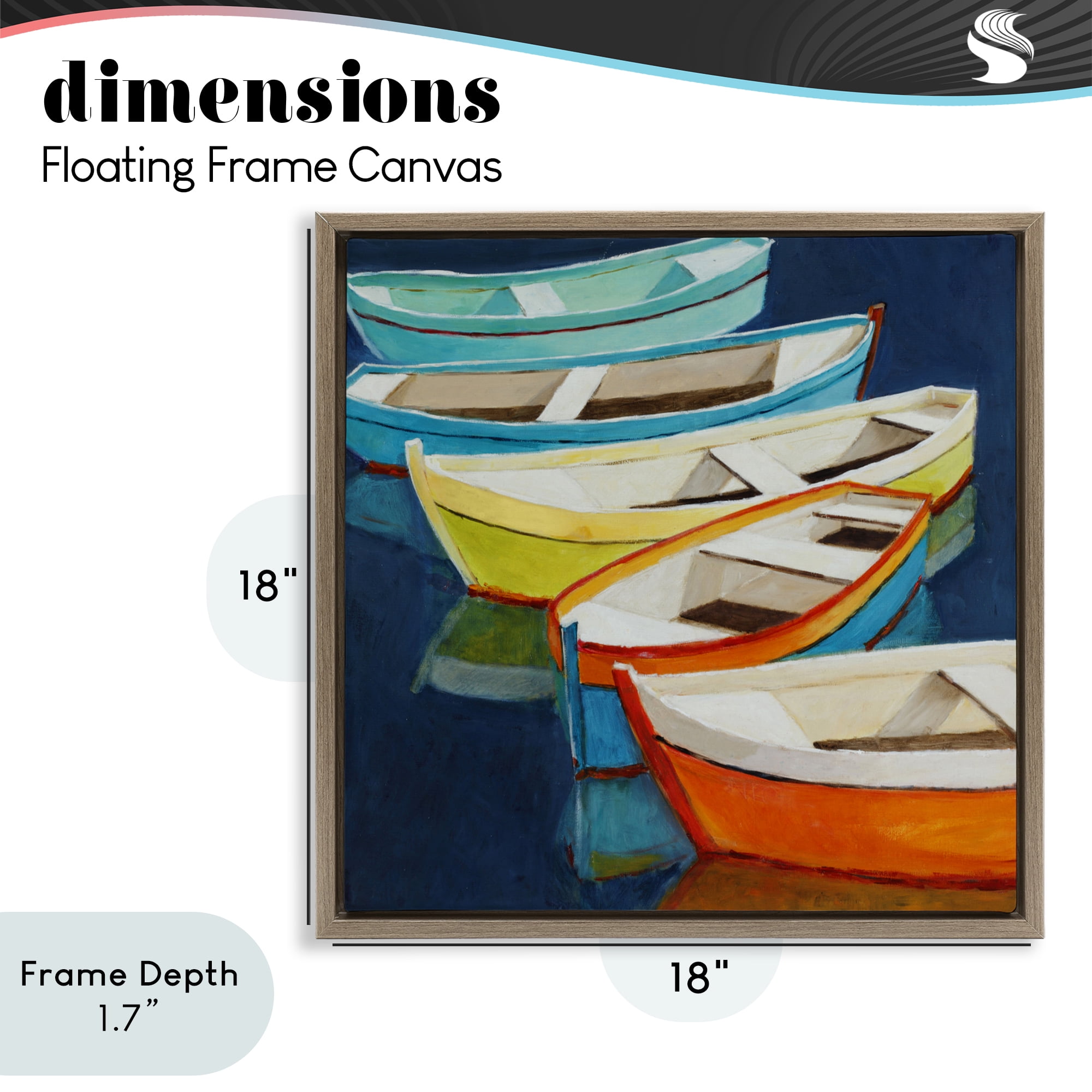 Stupell Industries Serene Rowboats in Summer Brown Framed Floater Canvas Wall Art, design by Lorenzo Collective