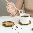 thumbnail image 6 of Gaeub Artistic Oil Painting Sunflower Print 6 Pcs Leather Coasters for Drinks ,Drink Coasters Sets,Drink Table Cup Coasters for Living Room Kitchen Coffee Decor,Octagon, 6 of 7