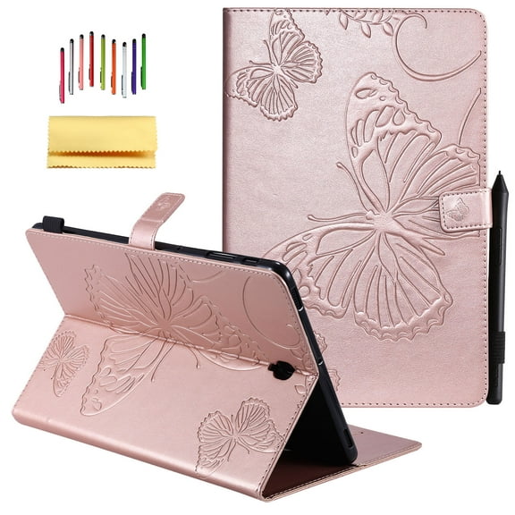 Galaxy Tab S4 10.5-inch 2018 SM-T830/T835 Case,Allytech Embossed with Butterfly Series Folio Stand Wallet Case with Cards/Cash Holder for Samsung Galaxy Tab S4 10.5-inch 2018 Release Tablet, Rosegold