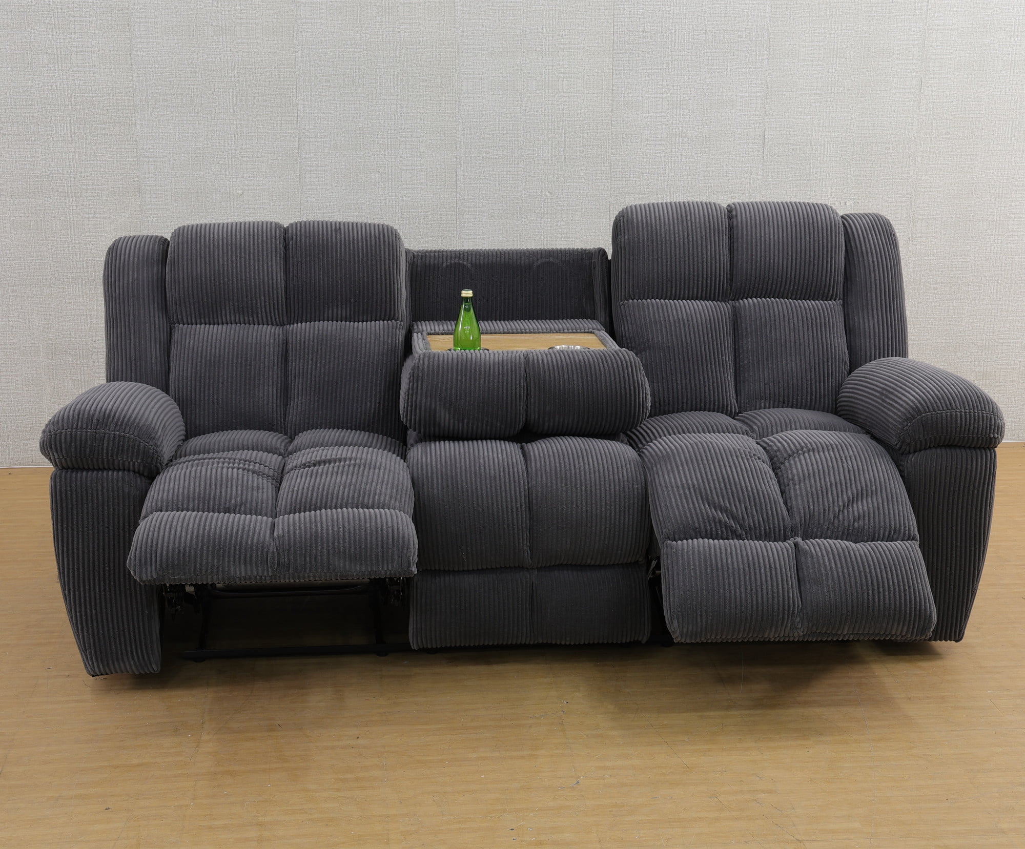 Aukfa 3 Seat Recliner with Flip Backrest Cupholder, Home Theater Seating, Gray