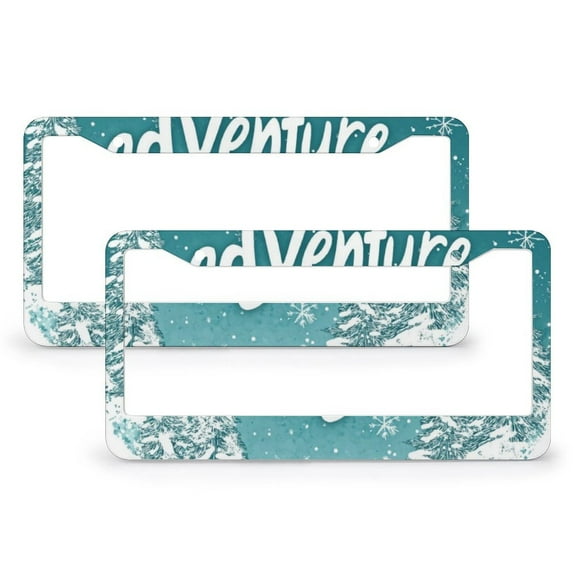 Let The Adventure Begin License Plate Cover 2 PCS Winter Tree Snowflake Car License Plate Frame for Girl Women Men Vehicles 2 Holes Quality Aluminum License Plate Frame