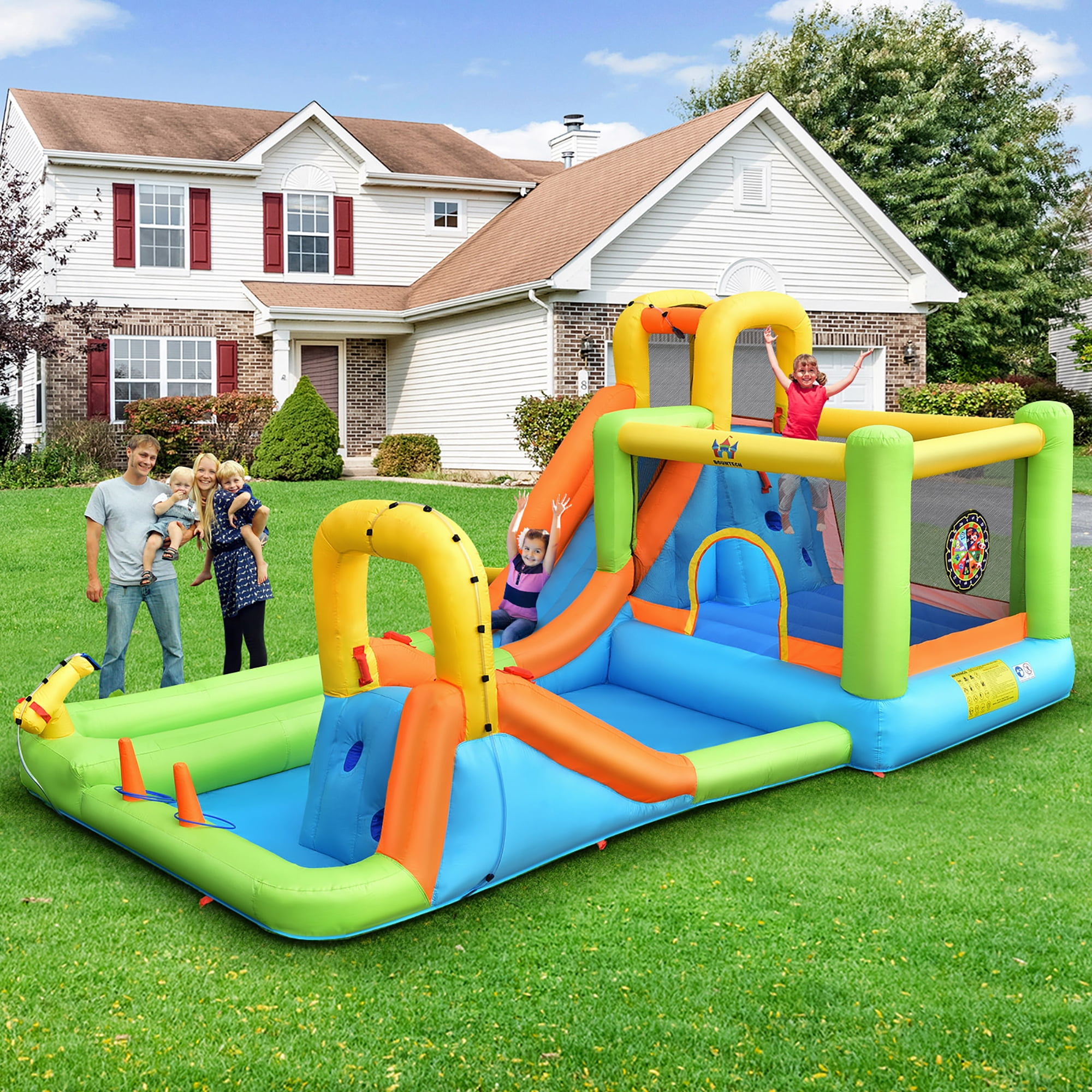 Costway Inflatable Water Slide Park Bounce House Splash Pool Without Blower